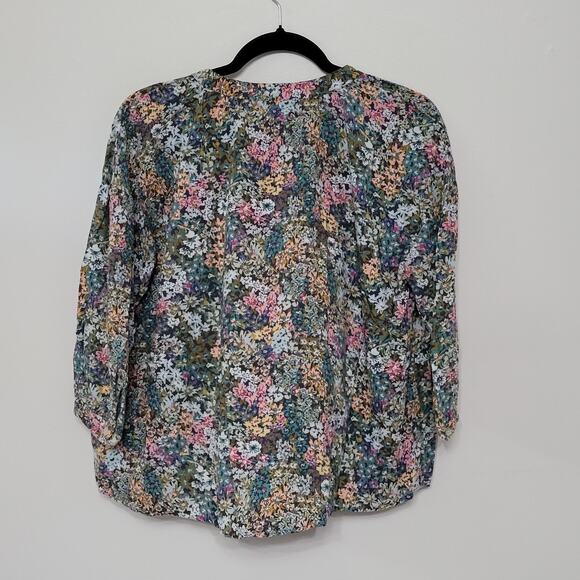 J. Jill Women’s Small Floral Blouse 3/4 Sleeve Rayon Top Multicolor - Picture 3 of 5